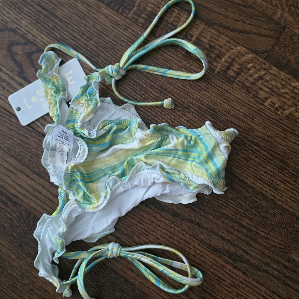 L*Space Striped Bikini Bottom - Green and Yellow